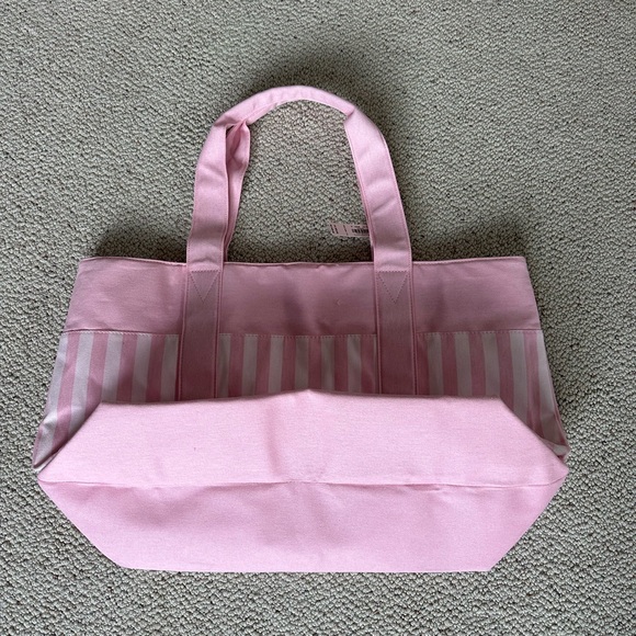 Victoria Secrets Pink Striped Tote Bag - Picture 2 of 4